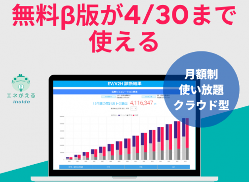 太陽光＋EV＋V2H＋蓄電池経済効果シミュレーション「エネがえるEV・V2H」無料β版